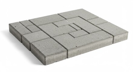 Gray concrete paving stones with copy space on white background
