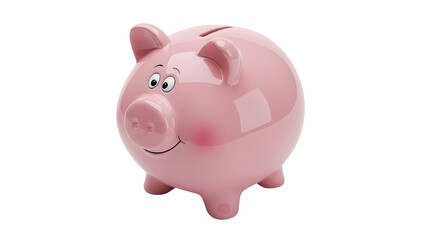 Pink piggy bank isolated on white background for money savings and financial planning investment concept on transparent background