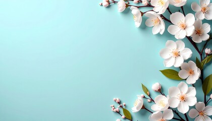 Blooming cherry blossoms display minimalist background floral composition serene environment close-up view nature's aesthetic for relaxation