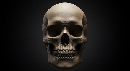 Human Skull: 3D Render, Dark Background, Detailed Texture