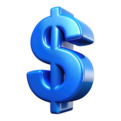 Obraz premium 3d blue dollar sign isolated on transparent background