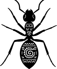 Mexican Style Ant Silhouette in Solid Black Vector Design Illustration
