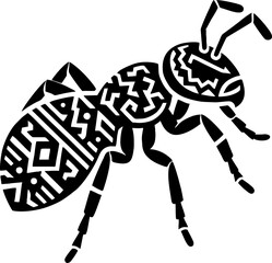 Mexican Style Ant Silhouette in Solid Black Vector Design Illustration