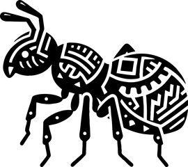 Mexican Style Ant Silhouette in Solid Black Vector Design Illustration