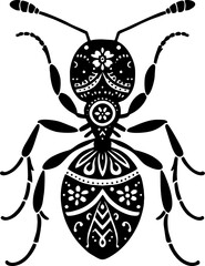 Mexican Style Ant Silhouette in Solid Black Vector Design Illustration