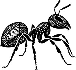 Mexican Style Ant Silhouette in Solid Black Vector Design Illustration