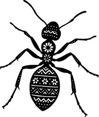 Mexican Style Ant Silhouette in Solid Black Vector Design Illustration