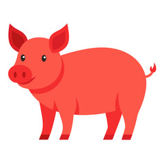 Modern Pig Vector Style on White