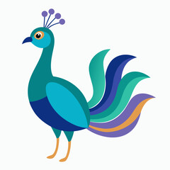 Modern Peacock Vector Style on White