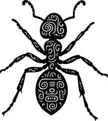 Mexican Style Ant Silhouette in Solid Black Vector Design Illustration