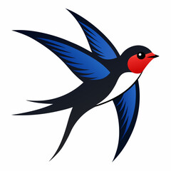 Modern Swallow Bird Vector Style on White