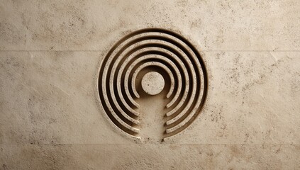 Beige surface with a circular, concentric design