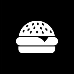 Burger icon isolated on black background