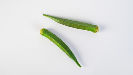 Fresh okra isolated on white background