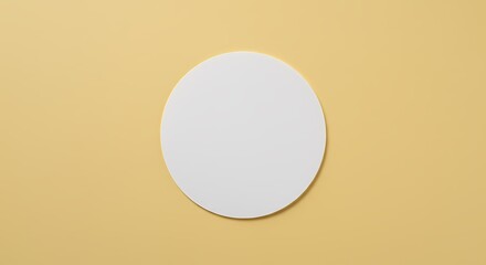 Blank Round Coaster on Yellow Background