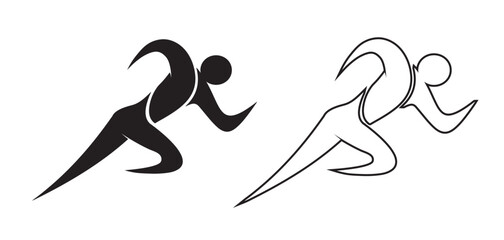 Runner silhouette vector illustration isolated black object on white background for background design.
