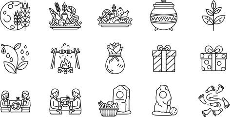 Illustration festival symbols, a celebration of harvest and winter