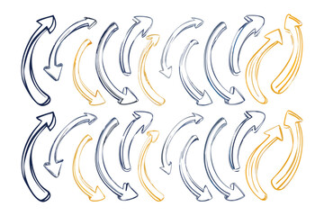 Hand-Drawn Arrows: A collection of stylized, hand-drawn arrows in various shades, elegantly arranged on a clean canvas. This illustration suggests direction, movement, and guidance. 