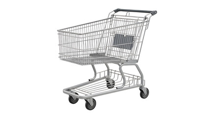 Shopping cart metal wire grocery supermarket store retail equipment isolated on white background 100char on transparent background