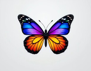 Obraz premium colorful butterfly illustration on light grey background