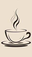 Obraz premium stylized representation of a coffee cup with steam rising from it.