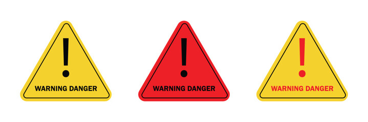 Warning yellow sign set .Vector illustration. EPS 10 .