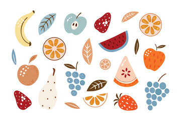 Whimsical Orchard: A playful assortment of stylized fruit elements, evoking a fresh and vibrant sense of nature's bounty. 