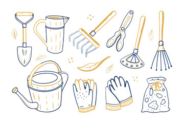 Garden Toolkit Illustration: This illustration of garden tools brings a charming, hand-drawn aesthetic.