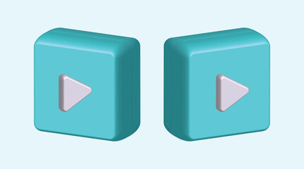 3D Play Button Icon for UI/UX Interface Desig