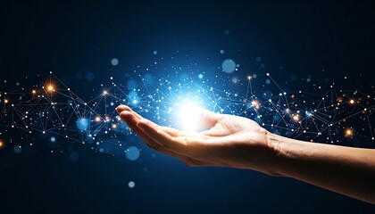 Hand holding digital network