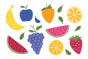 Vibrant Fruit Medley: An eye-catching collection of fresh, colorful fruits, meticulously arranged to evoke a sense of healthy abundance and natural sweetness.