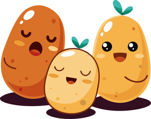 Potato emoji-style expressions (angry, laughing, sleepy, etc.)