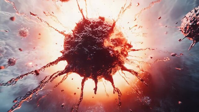 Coronavirus cells mutating and attacking human body during pandemic