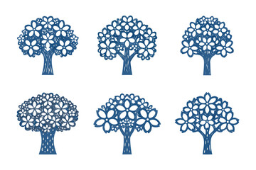 Floral Tree: Exquisite illustration of floral trees in full bloom, set against a backdrop of pure perfection, symbolizing growth and renewal.