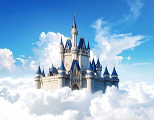 Fairytale castle floats on clouds