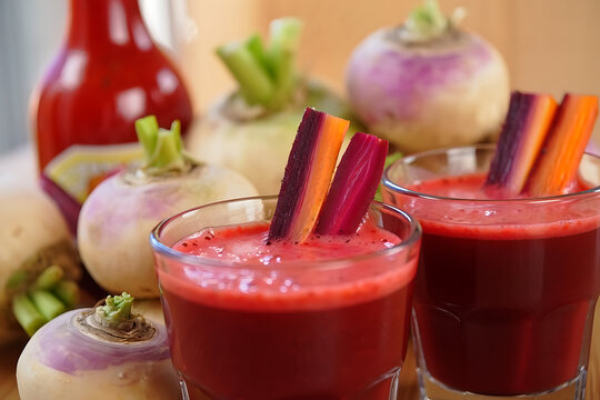 Fresh Turnip Juice with Vegetable Garnishes