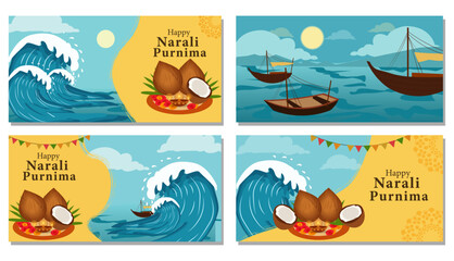 Happy Narali Purnima Coastal Harvest Festival Vector Collection