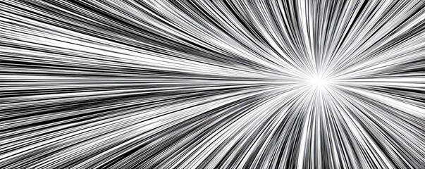 Fototapeta premium Abstract grayscale radial lines converging to a central point