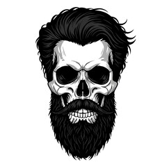 Fototapeta premium Monochrome Skull: Intricate Beard, Stylish Hair