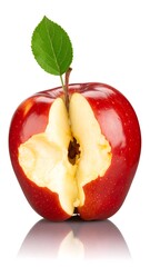 Red apple with a bite taken out of it