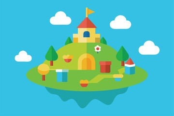 Obraz premium kid friendly colorful learning island .eps