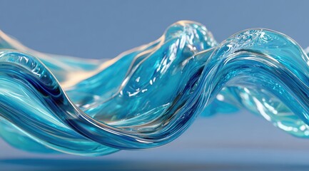 Abstract swirling translucent blue liquid
