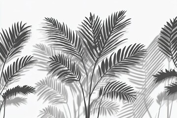 Silhouetted palm fronds cast shadows on a light background
