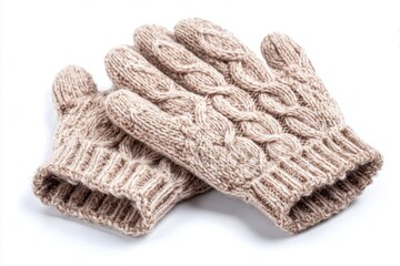 Fototapeta premium Cable Knit Glove on White Background