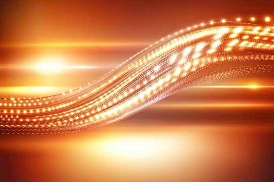 Abstract glowing orange wave design - Powered by Adobe