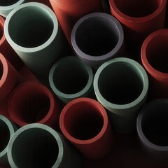 High quality photo of colorful plastic pipes.