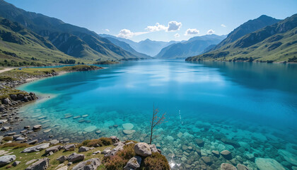 Bulgaria’s Seven Rila Lakes shimmer in jewel-toned blue and turquoise. Glacial waters reflect mountain peaks and rolling alpine meadows.
