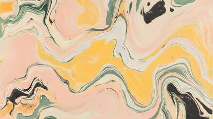 Abstract Swirling Marble Texture Background Design Pink Yellow Green