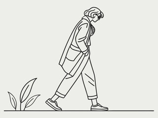 Luxury line art background vector. Minimalist modern contour drawing. contemporary abstract art design for wall art, wallpaper, home decoration, cover, printable painting