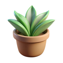 Obraz premium Potted plant succulent illustration indoor houseplant decorative greenery nature botanical flora 3d render 100